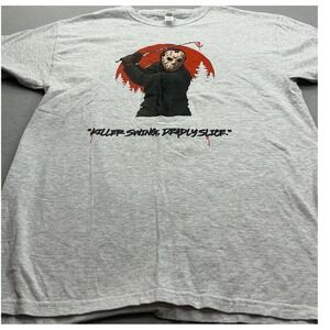 M&O Gold Jason‎ Voorhees Golf Graphic T-Shirt Killer Swing Cat Lady Large Gray